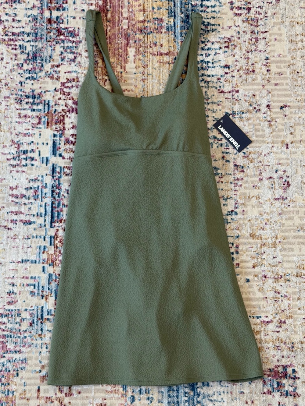 Lands' End Olive Green One-Piece Swim Dress